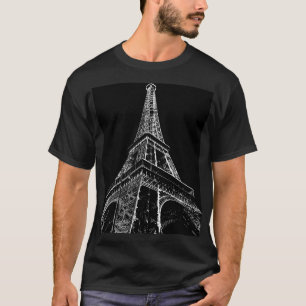 T-shirt Tour Eiffel Noir & Blanc Pop Art Retro
