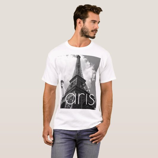 T-shirt Tour Eiffel noir et blanc à Paris (Devant entier)