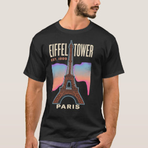 T-shirt Tour Eiffel Paris France Affiche de voyage vintage