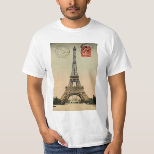 T-shirt Tour Eiffel, Paris, France, cru rétro (Devant)