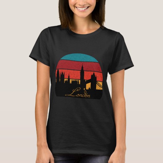 T-shirt Tour Londres Angleterre Tour Horloge Rétro (Devant)