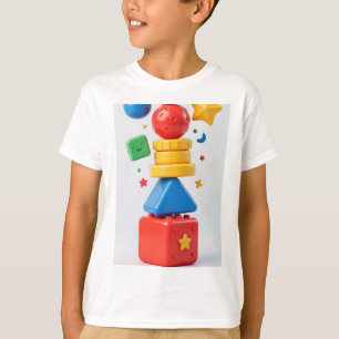 T-shirt Tour verticale de jouets pour enfants en 3D coloré