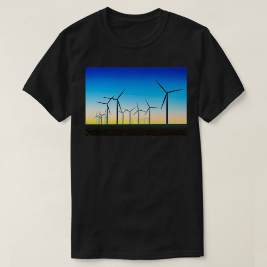 T-shirt Tourbillon éolien Champ bleu coucher de soleil (Design devant)