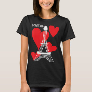 T-shirt Tourist Paris Coeurs Tour Eiffel France Souvenir