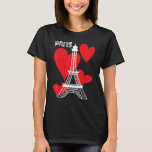 T-shirt Tourist Paris Coeurs Tour Eiffel France Souvenir