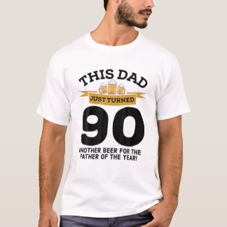 T-shirt Tourné 90 Bière Boire Papa 90E Père Anniversaire G