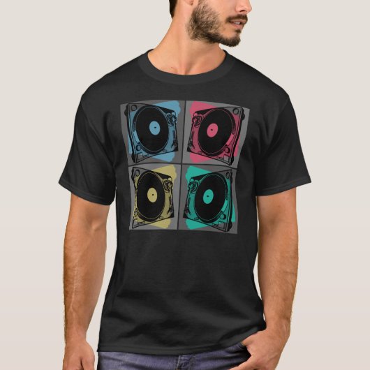 T-shirt Tourne-disques d'art pop rétro (Devant)