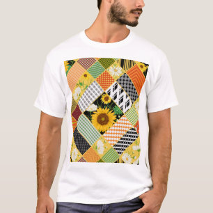 T-shirt Tournesol Chamomile, Patchwork Aquarelle.