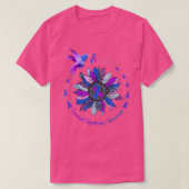 T-shirt Tournesol Colibri bleu violet Ruban bleu Emanuel S (Design devant)