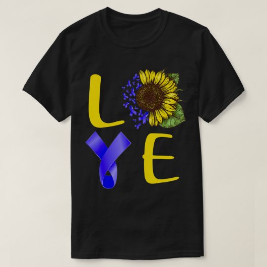 T-shirt tournesol colon cancer conscience cadeau guerrier (Design devant)