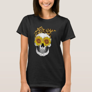 T-shirt Tournesol Crâne Empreinte de léopard Bandana Chats