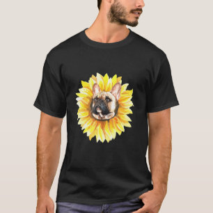 T-shirt Tournesol de Chien-taureau français mignon