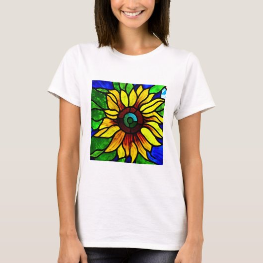 T-shirt Tournesol de pays en verre teint rustique (Devant)