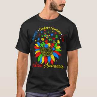 T-shirt Tournesol de sensibilisation à l'autisme Accepter 