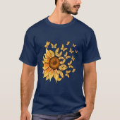 T-shirt Tournesol doré et papillon jaune (Devant)