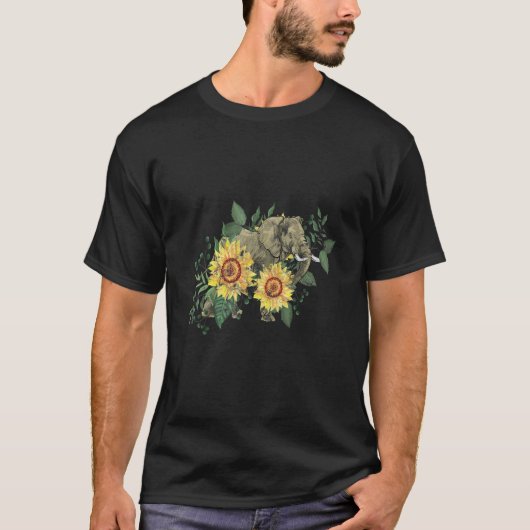 T-shirt Tournesol Elephant Poche Design mignonne (Devant)