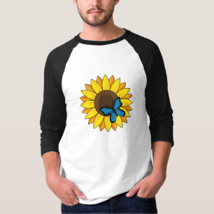 T-shirt Tournesol et papillon bleu