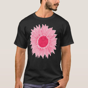 T-shirt Tournesol-Été Jardin rose-blanc