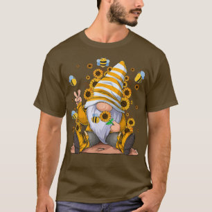 T-shirt Tournesol Gnome Avec Abeille Drôle Hippie Gnome Po