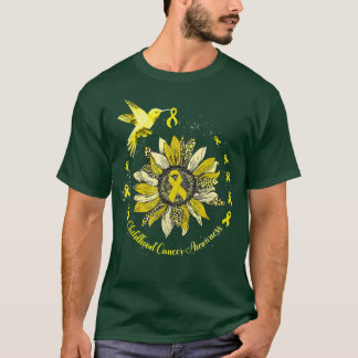 T-shirt Tournesol Hummingbird Gold Ribbon Cancer de l'enfa