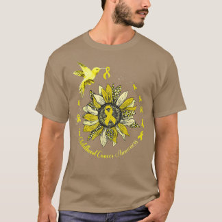T-shirt Tournesol Hummingbird Gold Ribbon Cancer de l'enfa