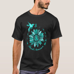 T-shirt Tournesol Hummingbird Turquoise Ruban Fibroid Guer