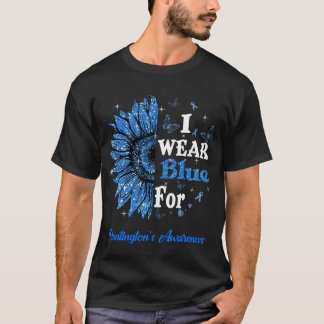 T-shirt Tournesol Je Porte Du Bleu Pour La Maladie De Hunt