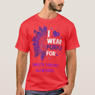 T-shirt Tournesol Je Porte Du Ruban Violent Violence Domes