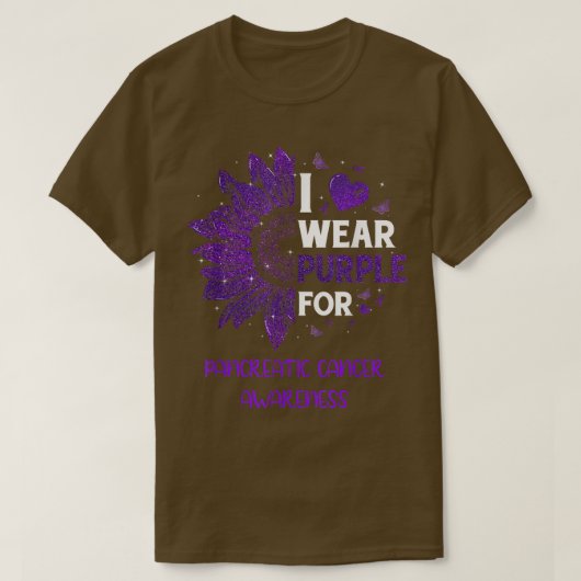 T-shirt Tournesol Je Porte Du Ruban Violet Cancer Pancréat (Design devant)