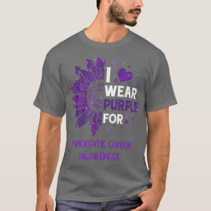 T-shirt Tournesol Je Porte Du Ruban Violet Cancer Pancréat