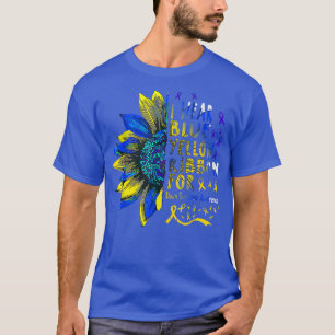 T-shirt Tournesol Je porte un ruban bleu jaune Syndrome de