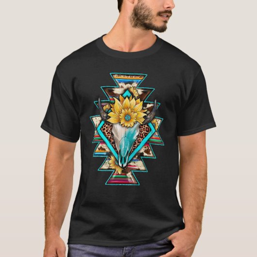 T-shirt Tournesol Léopard d'Aztec Taureau de Serape Ouest (Devant)