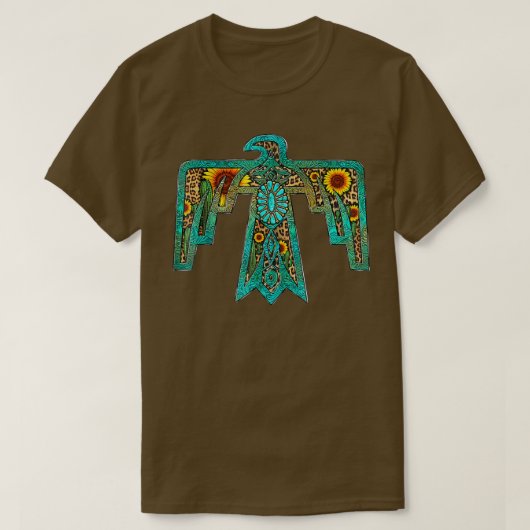 T-shirt Tournesol occidental Turquoise Amérindien Thunde (Design devant)