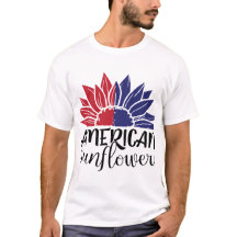 T-Shirt Tournesol Patriotique Couleurs du Drapeau