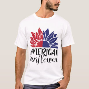 T-Shirt Tournesol Patriotique Couleurs du Drapeau 