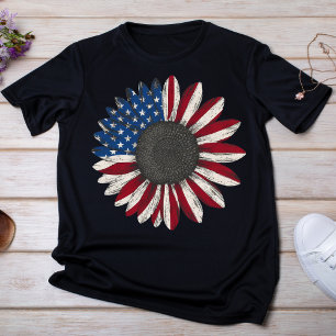 T-shirt Tournesol patriotique rouge, blanc et bleu