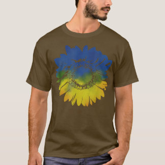 T-shirt Tournesol Pour L'Ukraine Drapeau Couleurs Bleu Jau