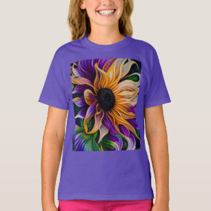 T-shirt Tournesol pourpre et or