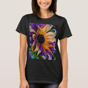 T-shirt Tournesol pourpre et or