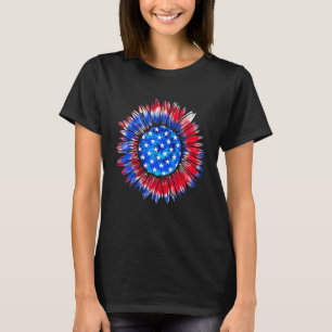 T-shirt Tournesol Rouge Blanc Bleu Tie Dye Drapeau América