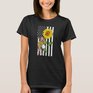T-shirt Tournesol Vache Génisse Drapeau Usa Agriculteur Él