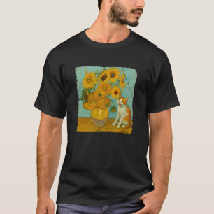 T-shirt Tournesols Chat Drôle Artiste Célèbre Peinture De