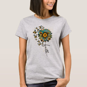 T-shirt Tournesols Papillons Foi Chrétienne Religieuse