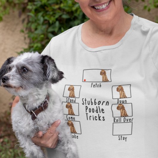 T-shirt Tours de chien Caniche Têtu Abricot Rouge