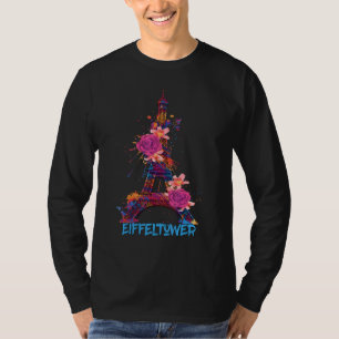 T-shirt Tours Eiffel Roses J'aime Paris Souvenir France Fr