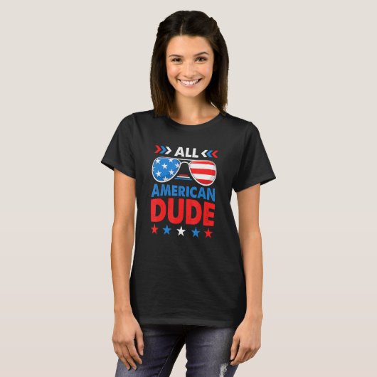 T-shirt Tous American Dude 4 juillet Lunettes de soleil Ga (Devant entier)