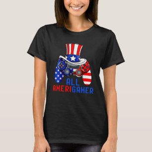 T-shirt Tous Amerigamer Video Game USA Drapeau Happy 4th O