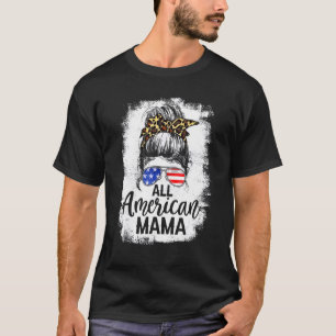 T-shirt Tous les américains Mama Leopard Messy Bun Cheveux