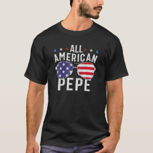 T-shirt Tous les Américains Pepe USA Drapeau Lunettes de s