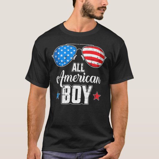 T-shirt Tous les American Boy Us Drapeau Lunettes de solei (Devant)